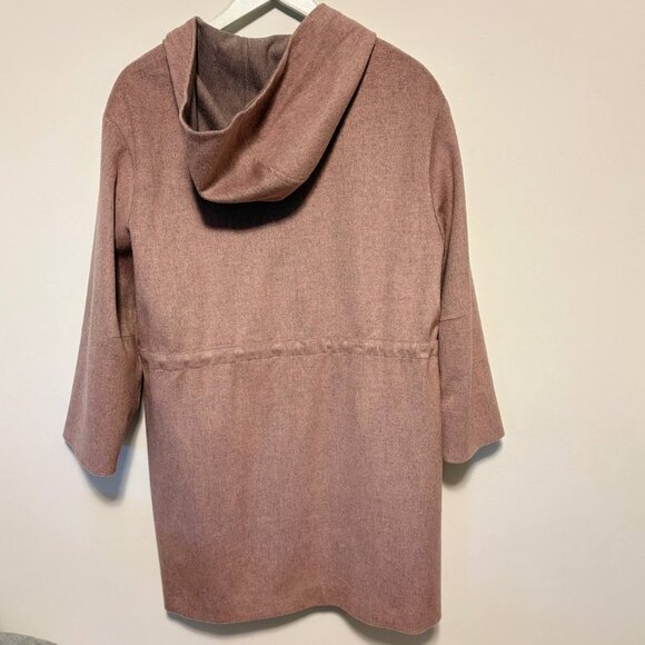 Sheep Wool Coat With Snap Buttons and Hood, EUR Size M, Purple - Picture 2 of 5